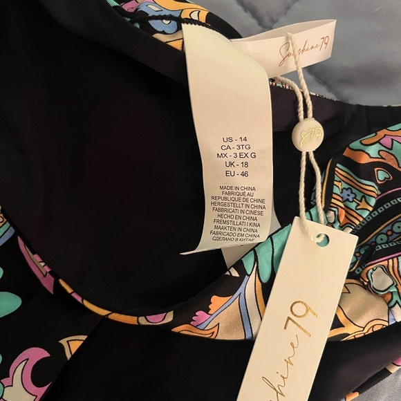 Sunshine 79 Black Multicolor bikini NWT Women’s size 14 - Picture 2 of 4